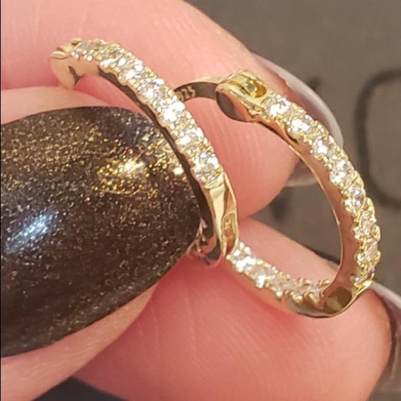 Jewelry - 14K Gold Plated Cubic Zirconia Hoop Earrings